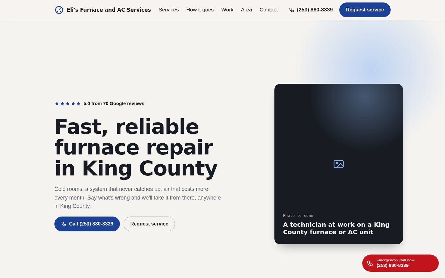 Eli's Furnace and AC Services website home page