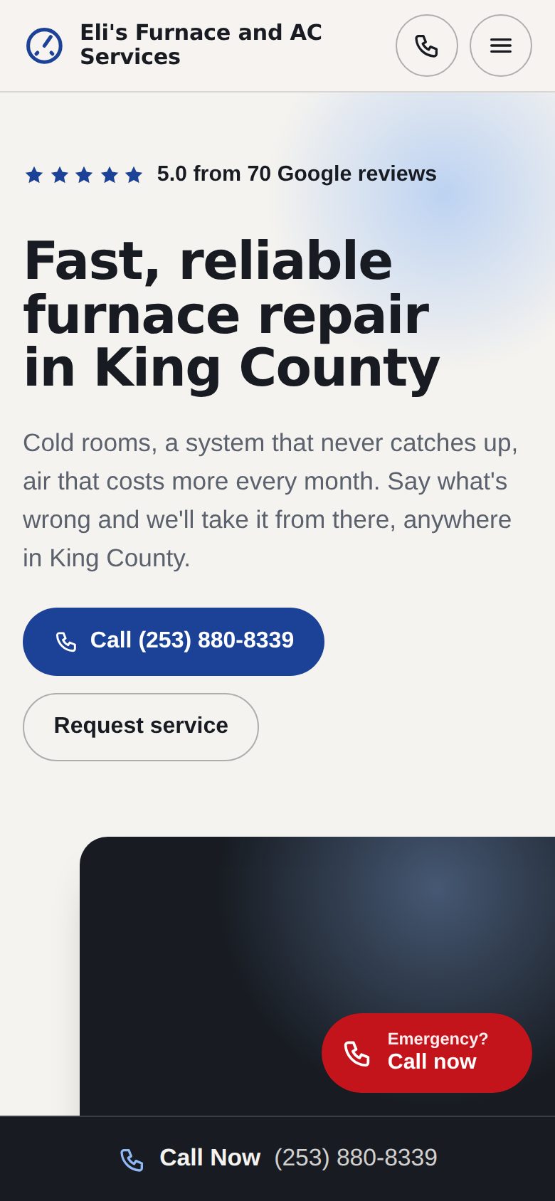 Eli's Furnace and AC Services, on a phone